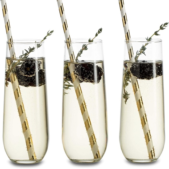 🆕 Stemless Glass Champagne Flutes, Set of Two Glasses, Party Holidays New Year - Picture 4 of 13